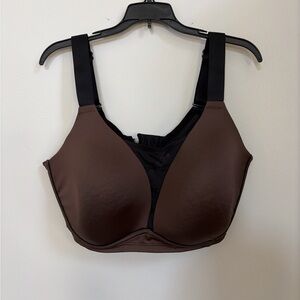 Lane Bryant Brown Full-Coverage Support Bra with Wide Black Straps